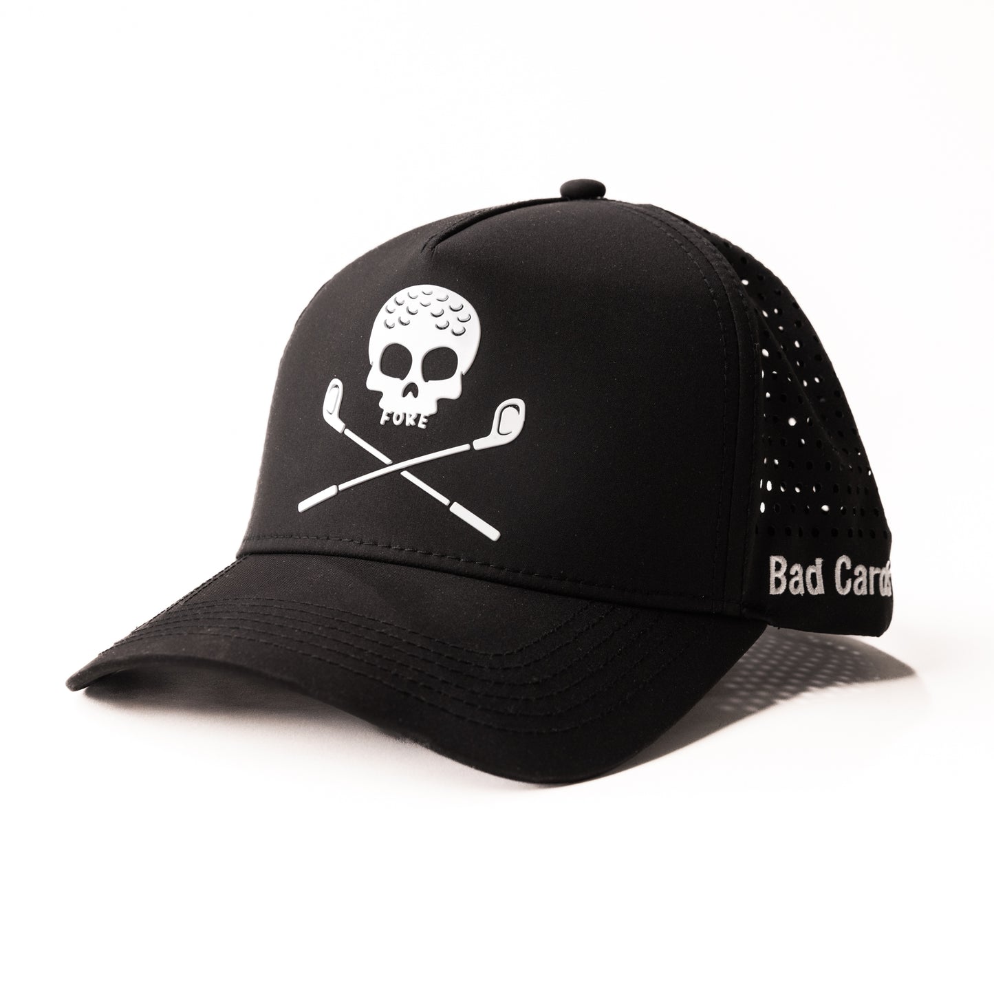 black curved bill golf hat